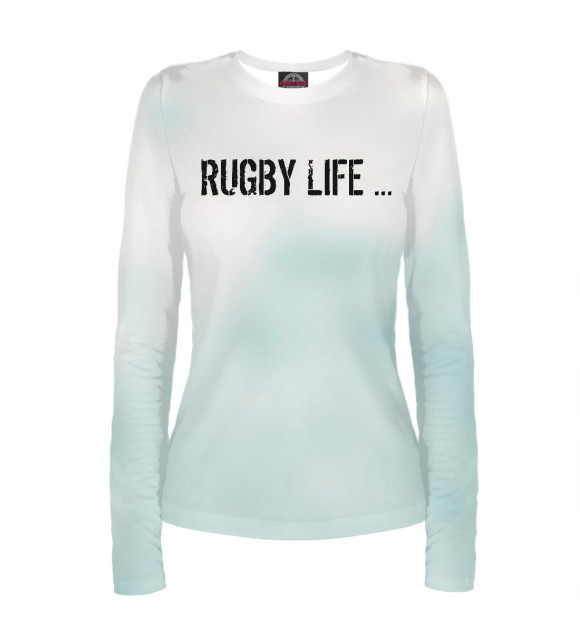 Женский лонгслив с изображением RUGBY LIFE ... цвета Белый