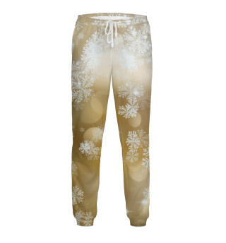 Мужские спортивные штаны Снежинки на золотом