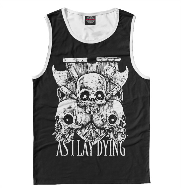 Мужская майка с изображением As I Lay Dying (черепа) цвета Белый