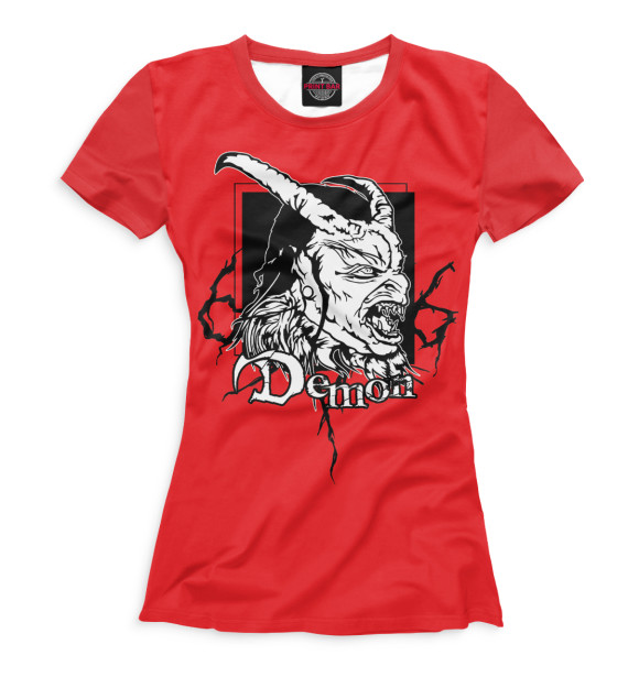 Женская футболка с изображением Demon цвета Белый
