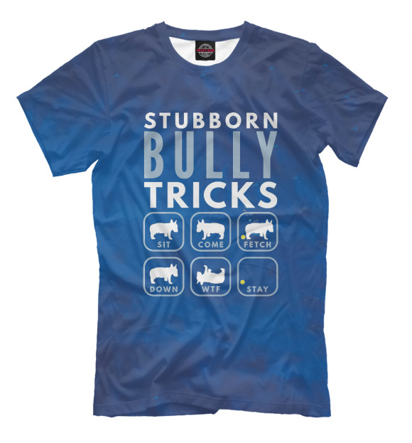 Мужская футболка с изображением Stubborn English Bull Terri цвета Белый