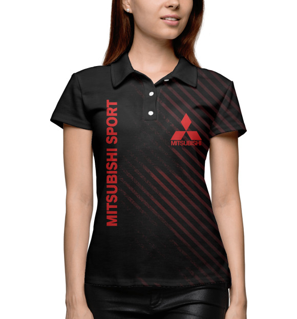 Женское поло с изображением Mitsubishi цвета Белый