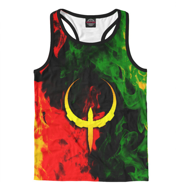 Мужская майка-борцовка с изображением QUAKE цвета Белый