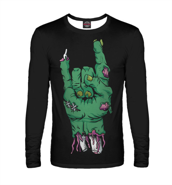 Мужской лонгслив с изображением Rock Zombie цвета Белый