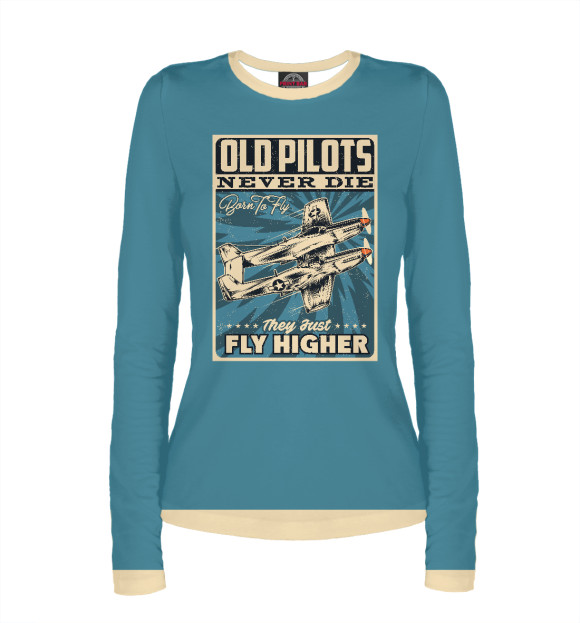 Женский лонгслив с изображением Old pilots цвета Белый
