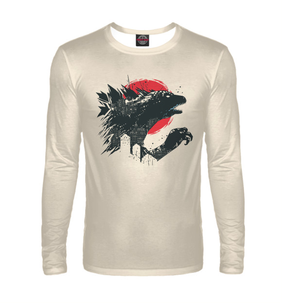 Мужской лонгслив с изображением Годзилла цвета Белый