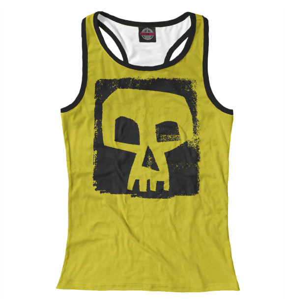 Женская майка-борцовка с изображением ЗНАК ЧЕРЕПУШКА цвета Белый