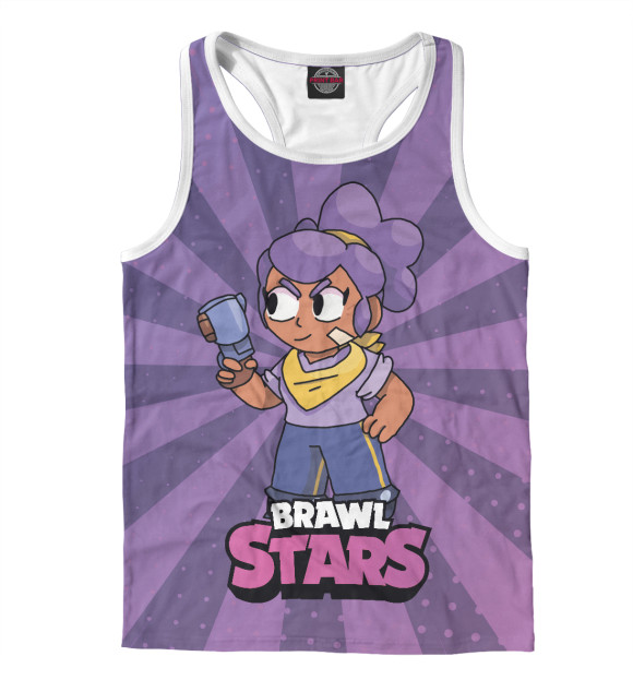Мужская майка-борцовка с изображением Brawl stars Шелли цвета Белый