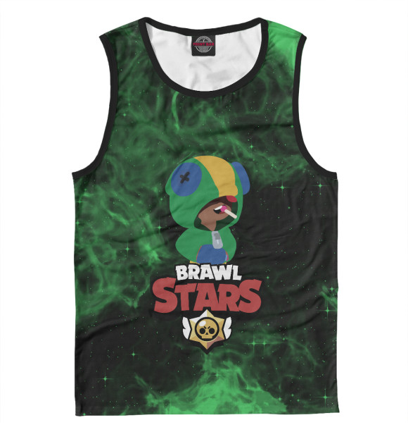 Мужская майка с изображением Brawl Stars:Leon цвета Белый