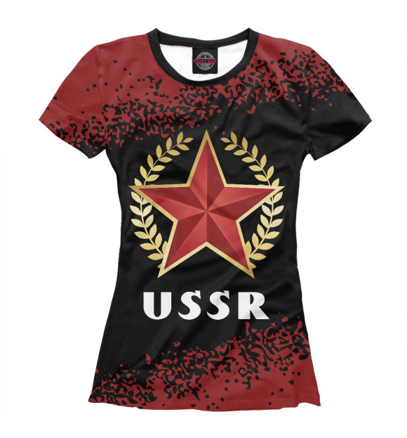 Женская футболка с изображением USSR - Звезда - Краска цвета Белый