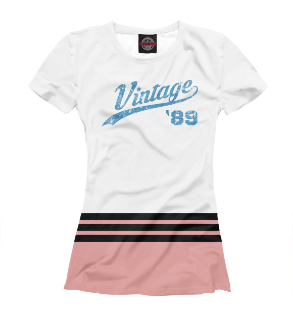 Женская футболка с изображением Vintage 89 цвета Белый