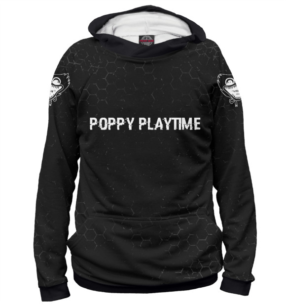 Женское худи с изображением Poppy Playtime Glitch Black цвета Белый