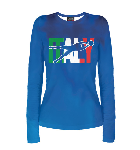 Женский лонгслив с изображением Italy Soccer цвета Белый