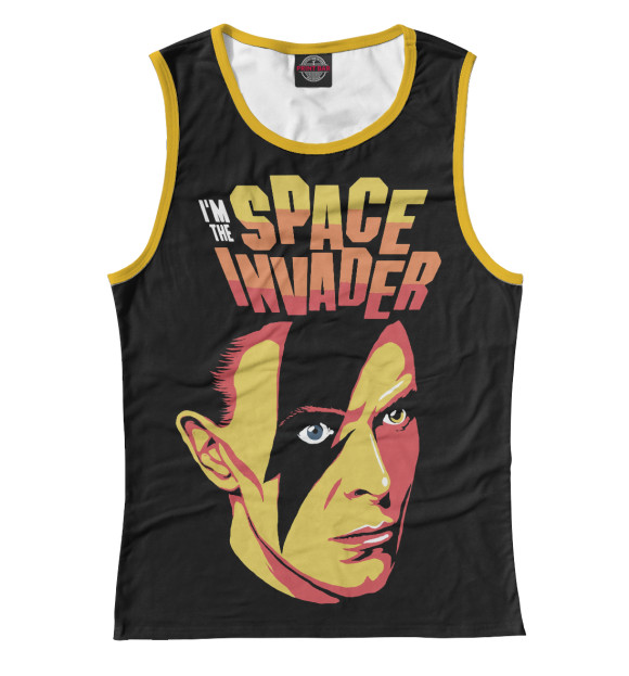 Женская майка с изображением David Bowie Space Invader цвета Белый