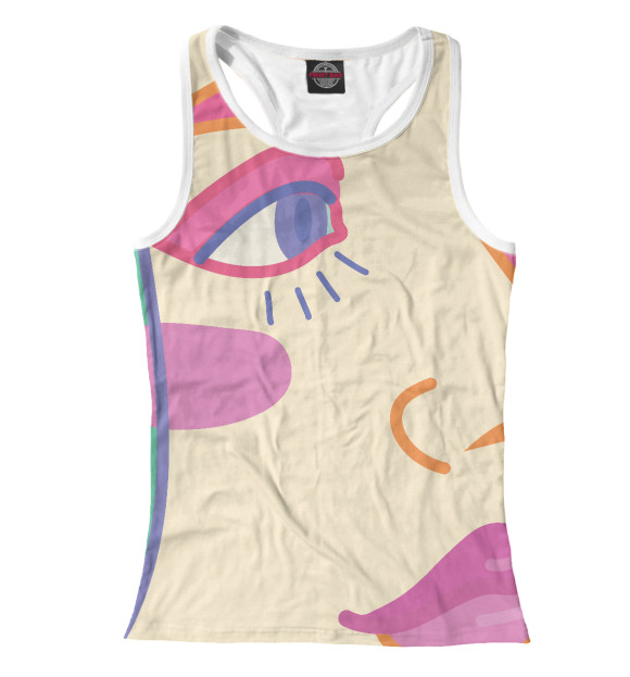 Женская майка-борцовка с изображением Яркий женский портрет цвета Белый