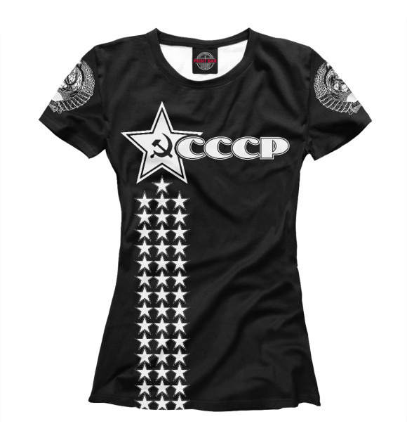 Футболка для девочек с изображением СССР (чёрный фон) цвета Белый