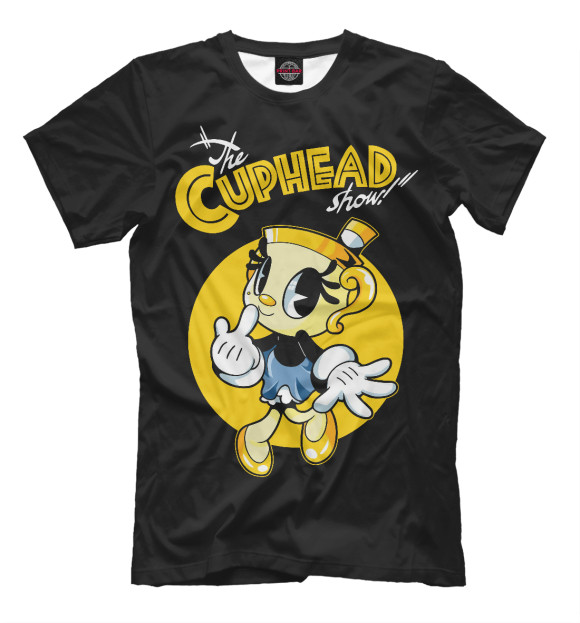 Мужская футболка с изображением The Cuphead show! Chalice цвета Белый