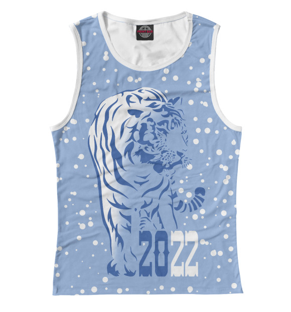 Майка для девочки с изображением Голубой водяной тигр цвета Белый