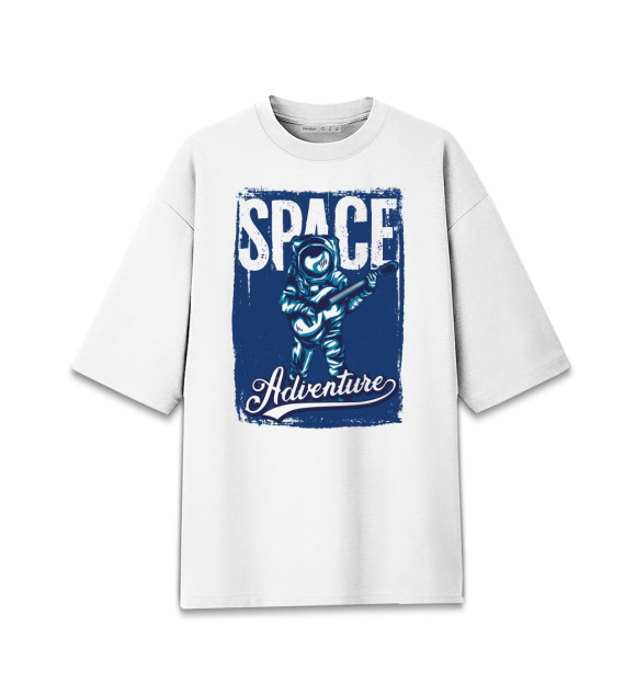 Женская футболка оверсайз с изображением Космонавт цвета Белый