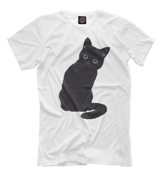 Мужская футболка с изображением Black Cat цвета Белый