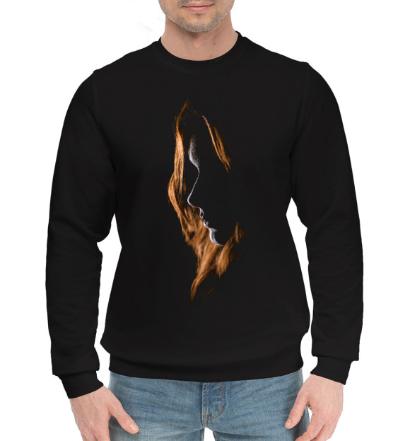 Мужской хлопковый свитшот с изображением Рыжая девушка цвета Черный