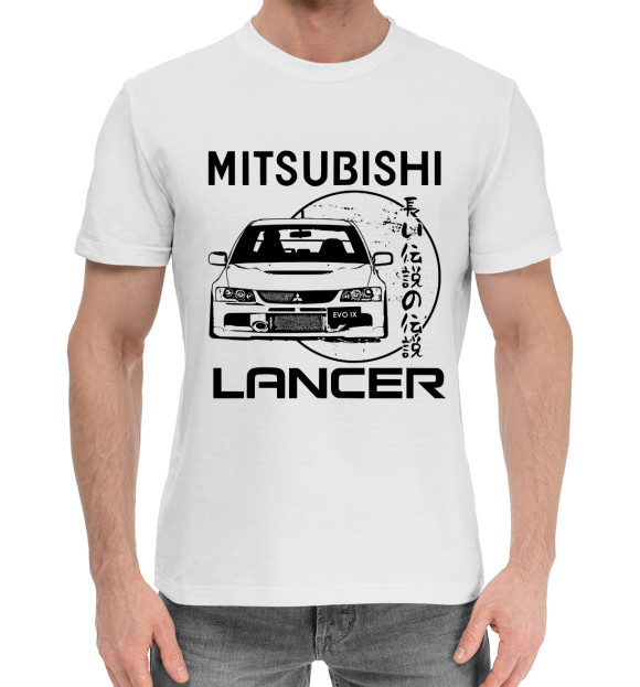 Мужская хлопковая футболка с изображением Mitsubishi цвета Белый