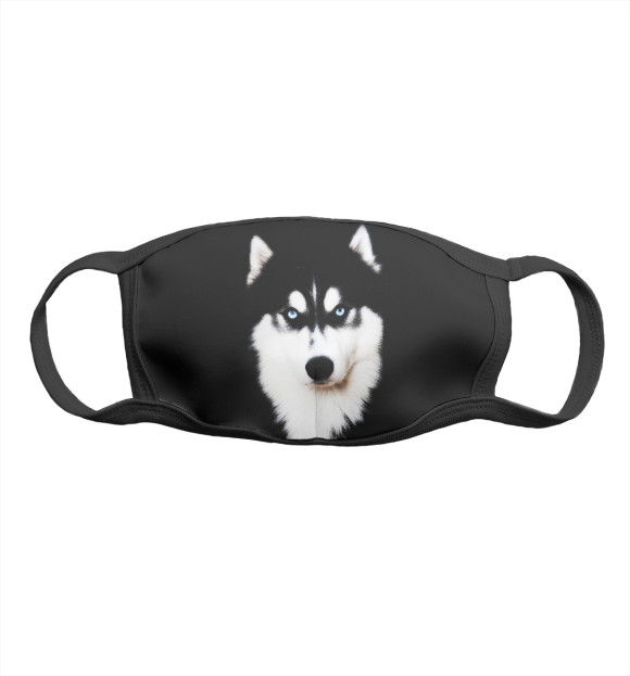 Маска тканевая с изображением Голубоглазая хаска цвета Белый