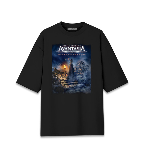 Женская футболка оверсайз с притом Avantasia цвета Черный Женская футболка оверсайз с изображением Avantasia цвета Черный