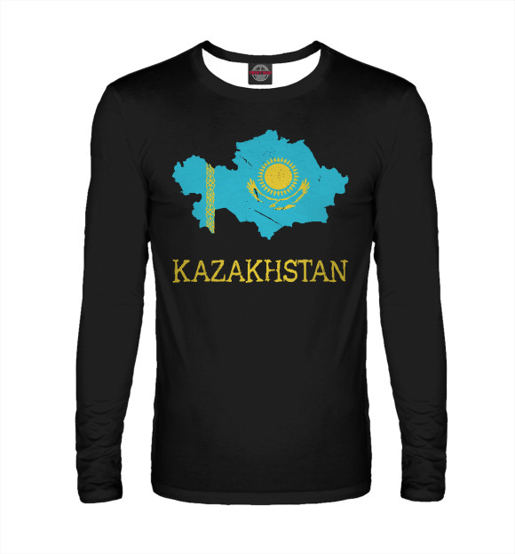 Мужской лонгслив с изображением Kazakhstan цвета Белый