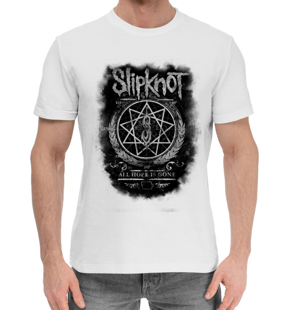 Мужская хлопковая футболка с изображением Slipknot цвета Белый