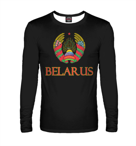 Мужской лонгслив с изображением Belarus цвета Белый