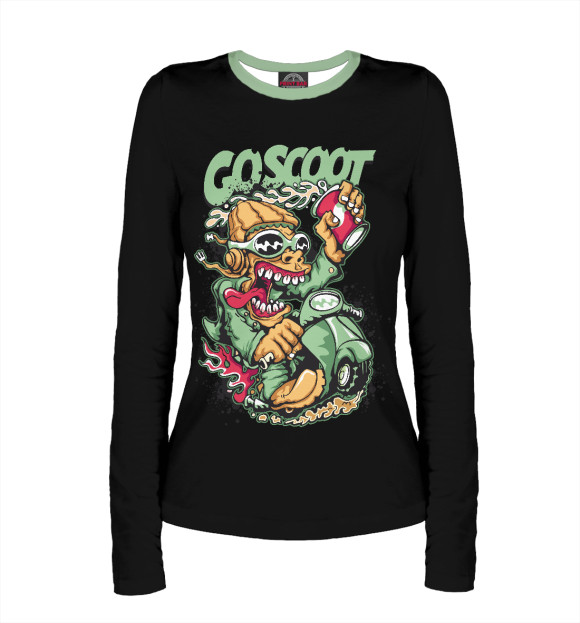 Женский лонгслив с изображением Go scoot (scooter) цвета Белый
