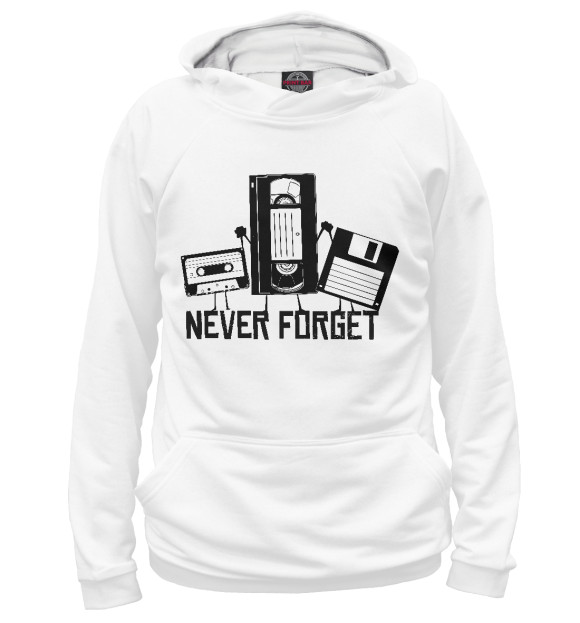 Женское худи с изображением Never forget цвета Белый