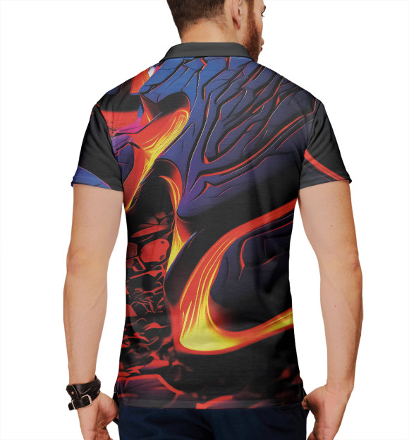 Мужское поло с изображением Неоновая лава цвета Белый