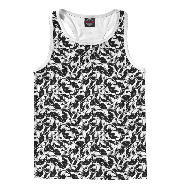 Мужская майка-борцовка с изображением Щенки Французского Бульдога цвета Белый