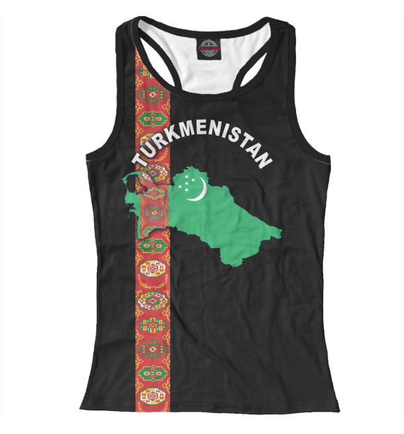 Женская майка-борцовка с изображением Туркмения цвета Белый