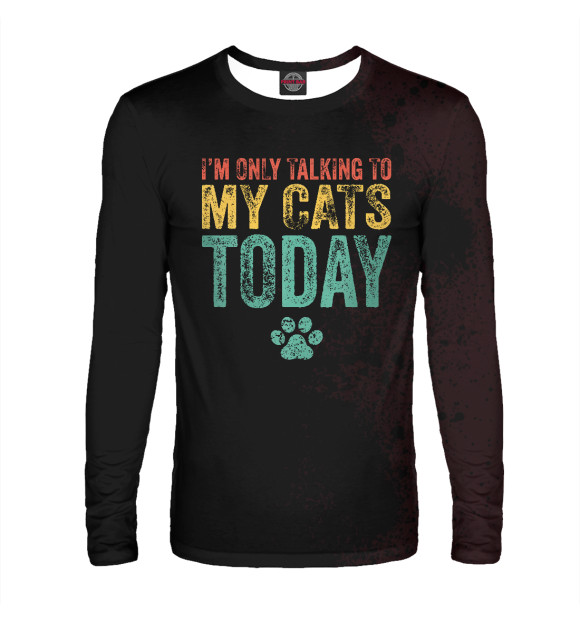 Мужской лонгслив с изображением I'm Only Talking To My Cats цвета Белый