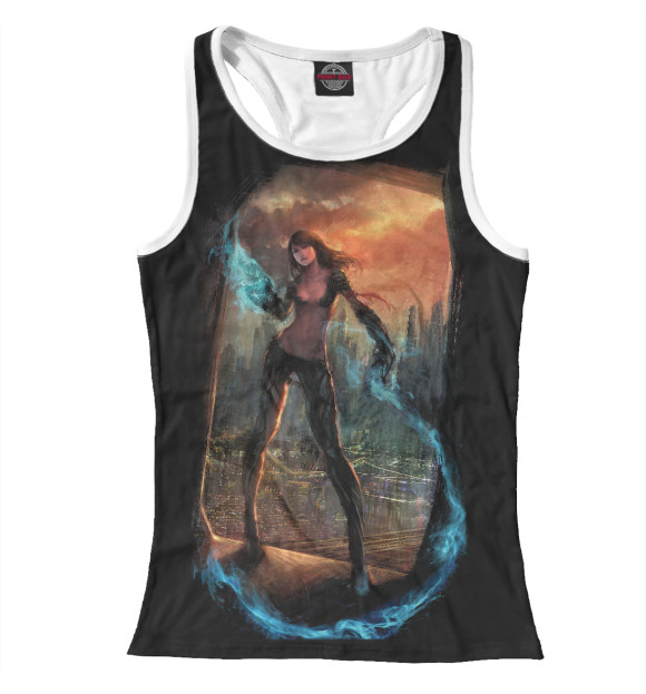 Женская майка-борцовка с изображением Бой баба цвета Белый