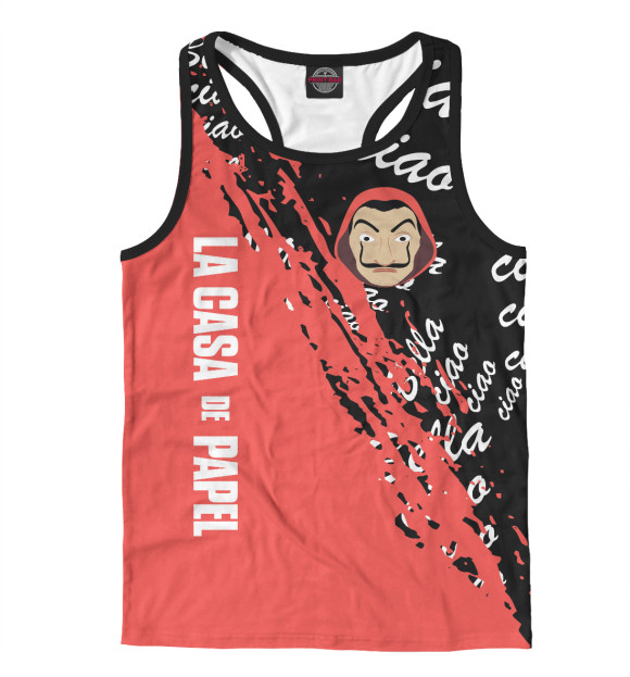 Мужская майка-борцовка с притом Бумажный Дом цвета Белый Мужская майка-борцовка с изображением Бумажный Дом цвета Белый