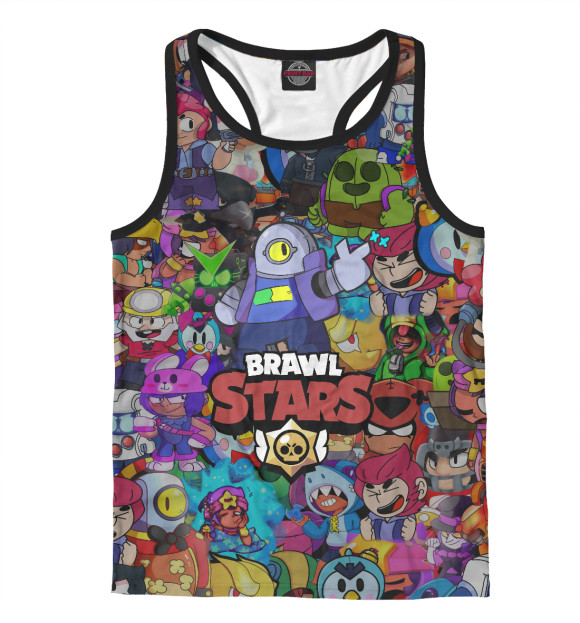 Мужская майка-борцовка с изображением Brawl Stars:Ricochet цвета Белый