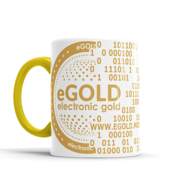 Кружка с изображением WhiteGold stablecoin eGOLD цвета желтый