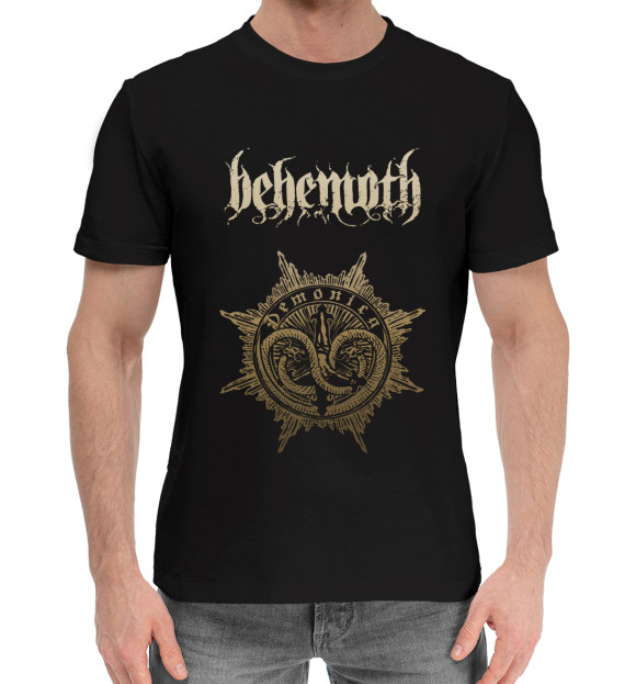 Мужская хлопковая футболка с изображением Behemoth цвета Черный