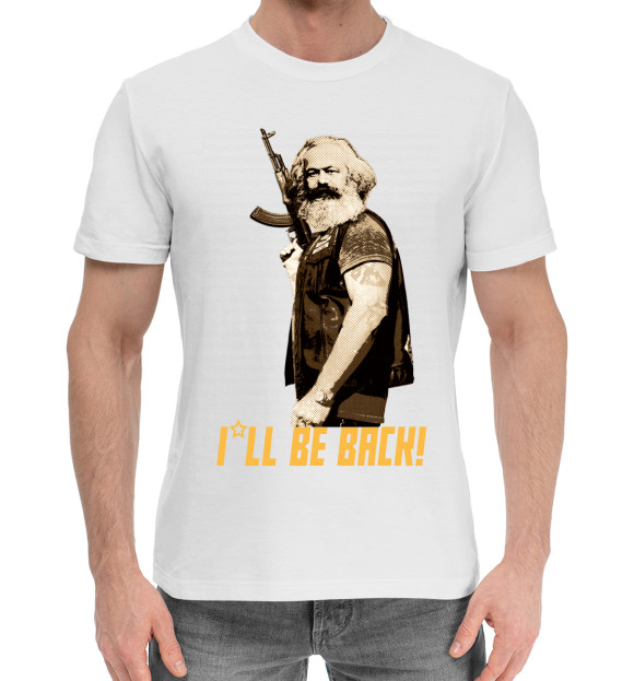Мужская хлопковая футболка с изображением Карл Маркс цвета Белый