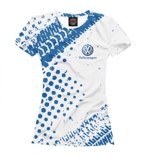 Женская футболка с притом Volkswagen цвета Белый Женская футболка с изображением Volkswagen цвета Белый