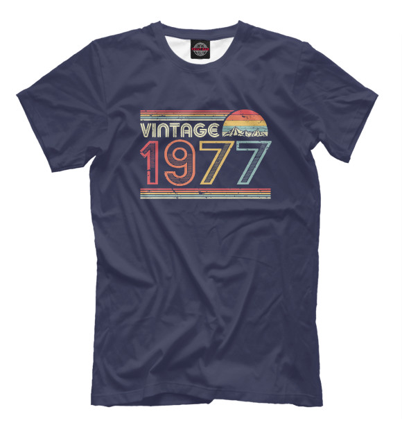 Мужская футболка с изображением 1977 Vintage Birthday Gift цвета Белый