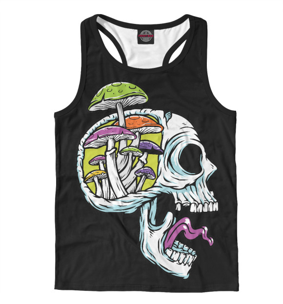 Мужская майка-борцовка с изображением Черепной грибок цвета Белый