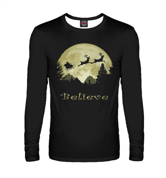 Мужской лонгслив с изображением Верь цвета Белый