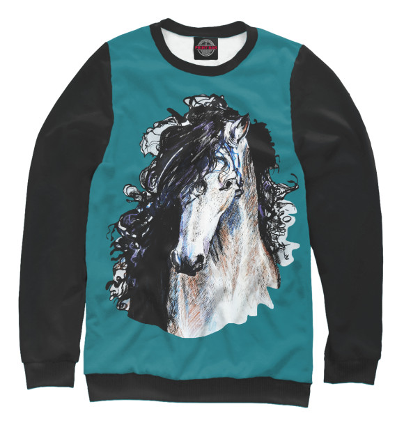 Свитшот для мальчиков с изображением Лошадь брутал цвета Белый