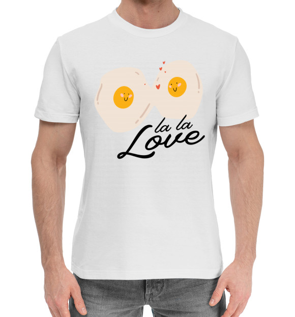 Мужская хлопковая футболка с изображением La la love цвета Белый