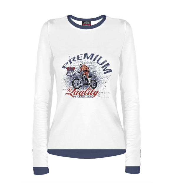 Женский лонгслив с изображением Premiium Moto цвета Белый